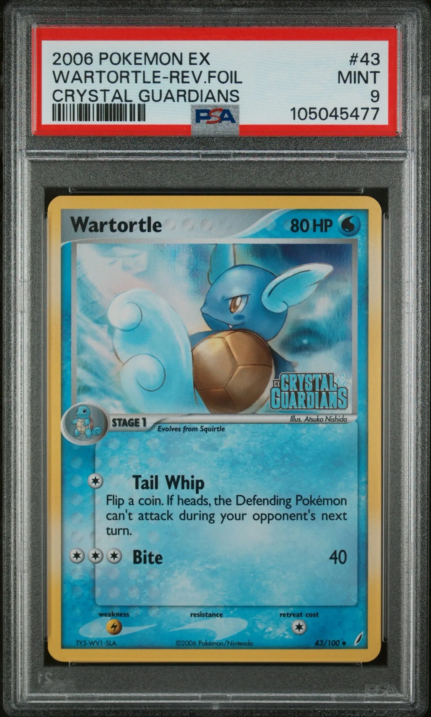 PSA 9 - 2006 POKEMON EX CRYSTAL GUARDIANS #43 WARTORTLE-REV.FOIL CRYSTAL GUARDIANS - Doe's Cards