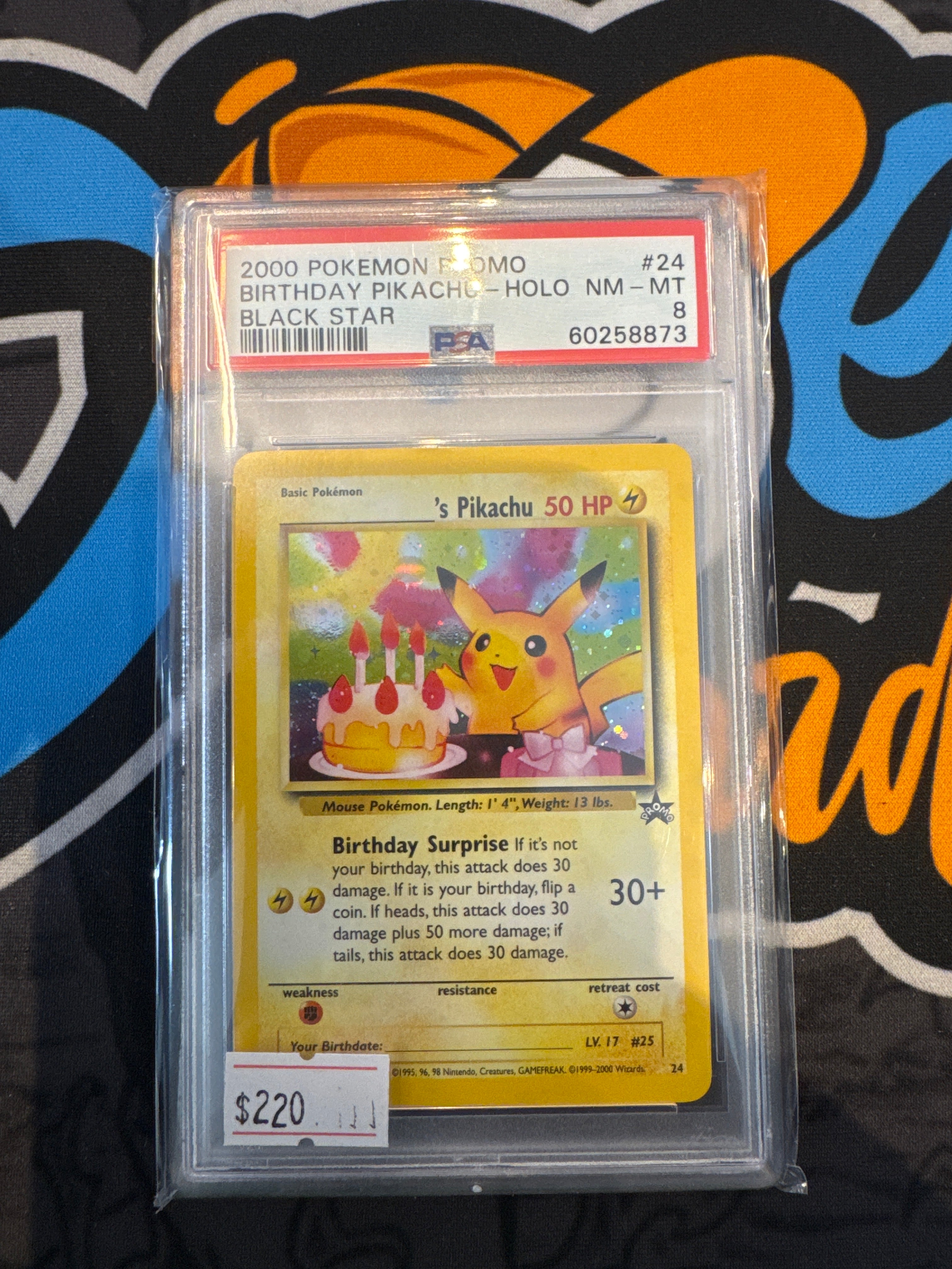 Psa 8 2000 POKEMON PROMO BLACK STAR #24 BIRTHDAY PIKACHU-HOLO BLACK STAR - Doe's Cards