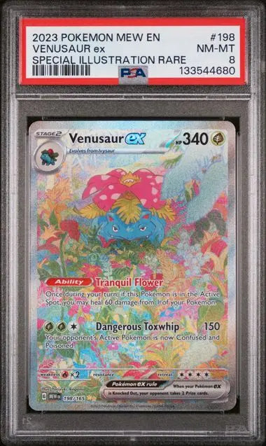 PSA 8 - 2023 POKEMON MEW EN-151 #198 VENUSAUR ex SPECIAL ILLUSTRATION RARE Doe's Cards
