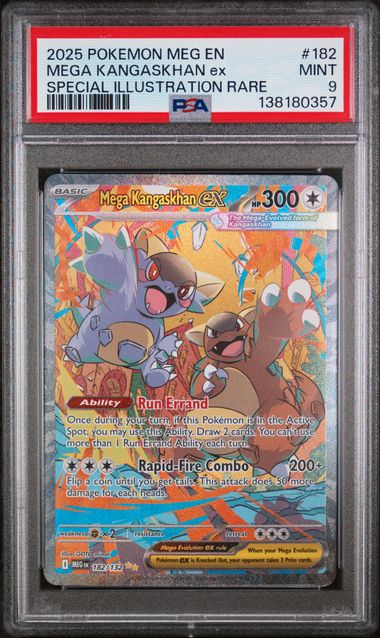 PSA 9 - 2025 POKEMON MEG EN-MEGA EVOLUTION #182 MEGA KANGASKHAN ex SPECIAL ILLUSTRATION RARE Doe's Cards