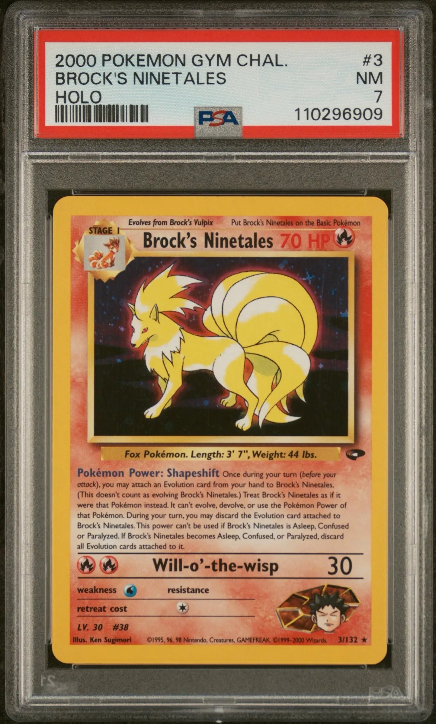 PSA 7 - 2000 POKEMON GYM CHALLENGE #3 BROCK'S NINETALES HOLO - Doe's Cards