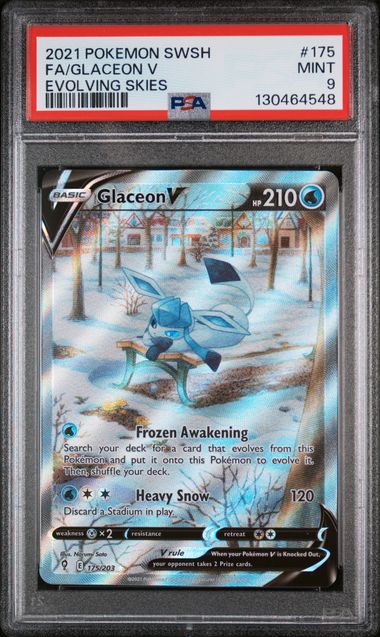 PSA 9 - 2021 POKEMON SWORD & SHIELD EVOLVING SKIES #175 FA/GLACEON V EVOLVING SKIES Doe's Cards