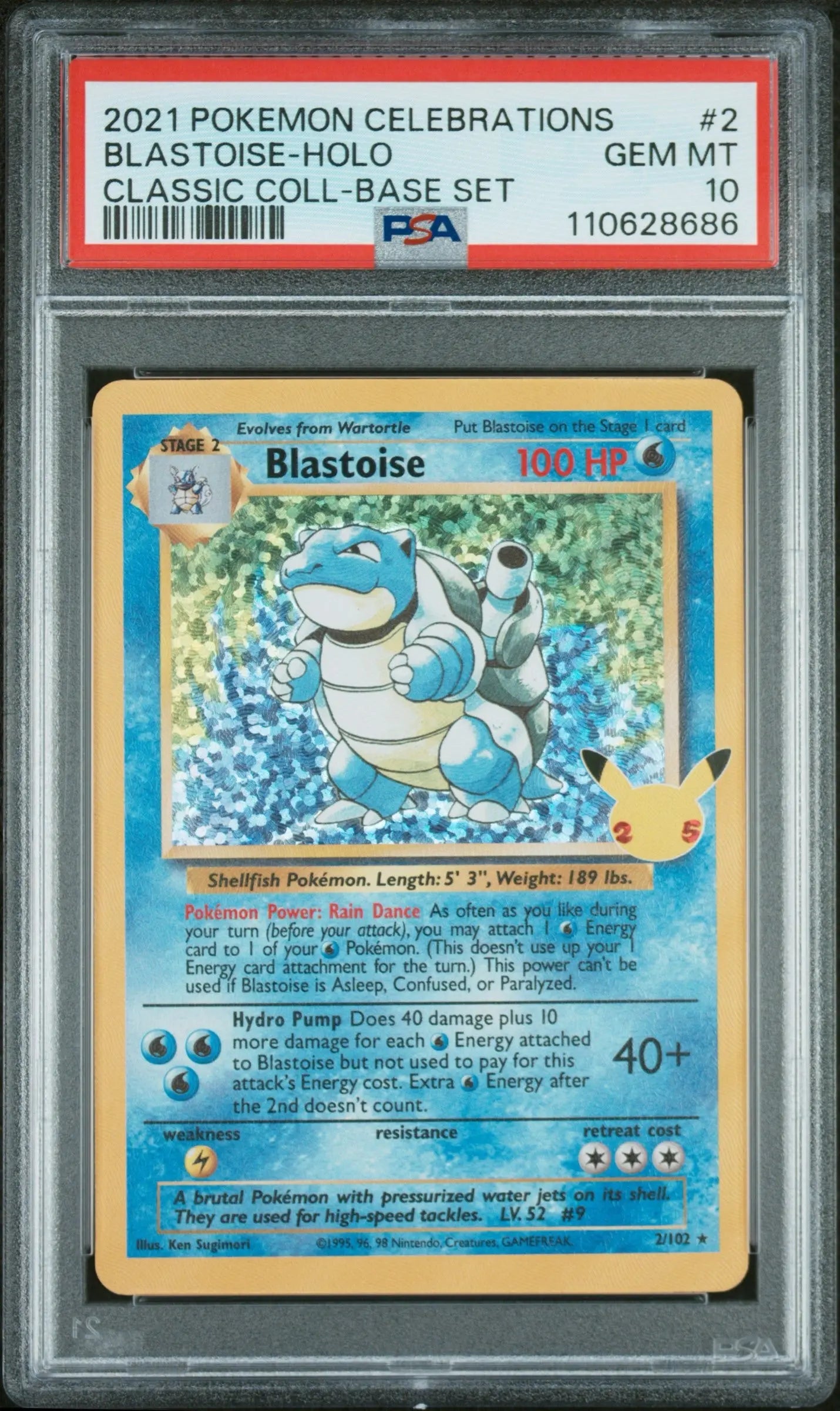 PSA 10 - 2021 POKEMON CELEBRATIONS CLASSIC COLLECTION #2 BLASTOISE-HOLO CLASSIC COLL-BASE SET - Doe's Cards
