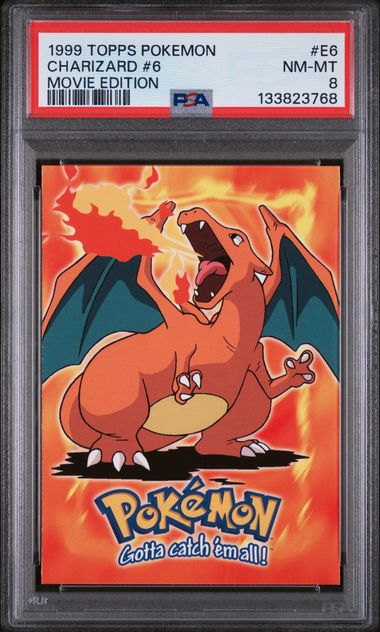 PSA 8 - 1999 TOPPS POKEMON THE MOVIE EDT #E6 CHARIZARD #6 MOVIE EDITION Doe's Cards