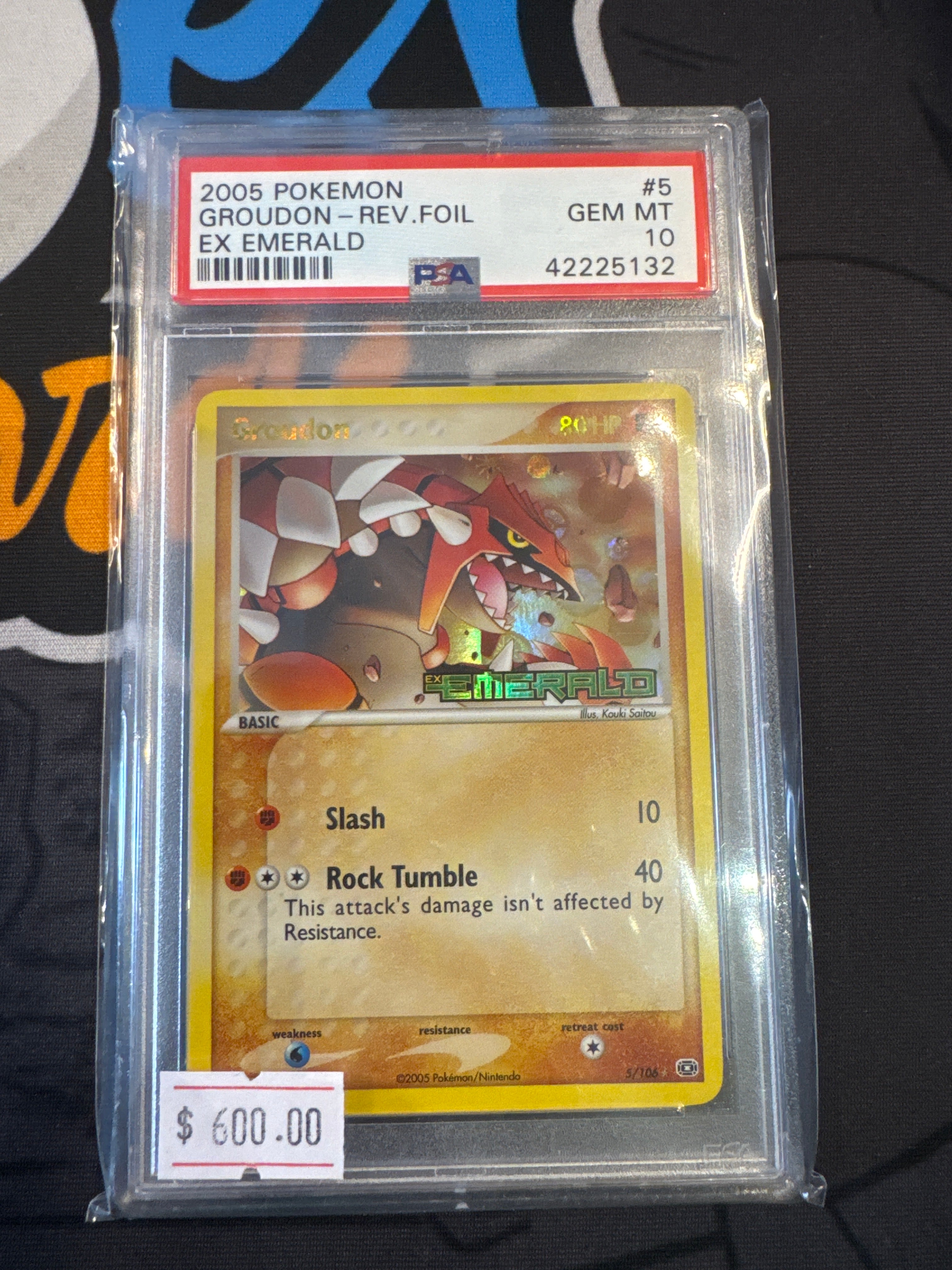 Psa 10 2005 POKEMON EX EMERALD #5 GROUDON-REV.FOIL EMERALD - Doe's Cards