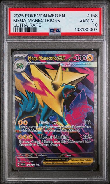 PSA 10 - 2025 POKEMON MEG EN-MEGA EVOLUTION #158 MEGA MANECTRIC ex ULTRA RARE Doe's Cards