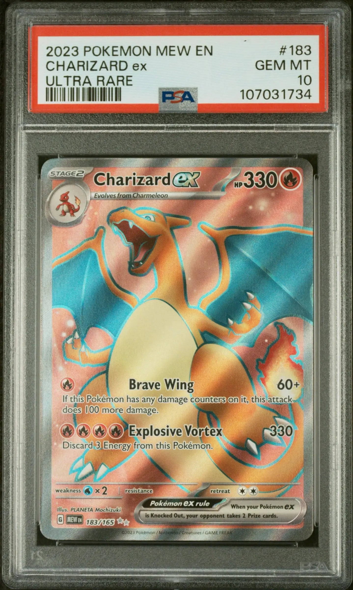 PSA 10 - 2023 POKEMON MEW EN-151 #183 CHARIZARD EX ULTRA RARE - Doe's Cards