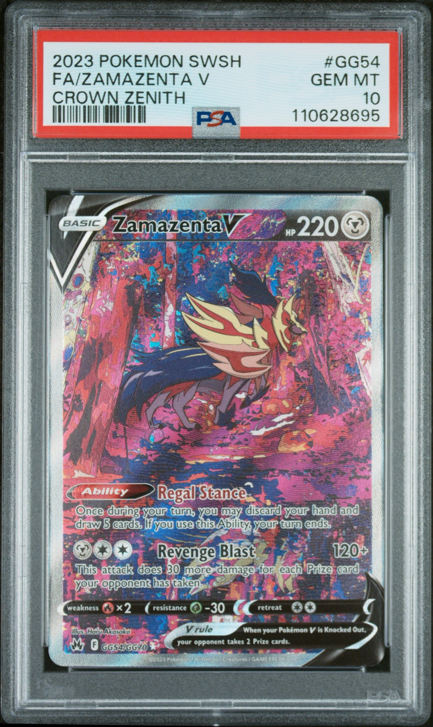 PSA 10 - 2023 POKEMON SWORD AND SHIELD CROWN ZENITH #GG54 FA/ZAMAZENTA V CROWN ZENITH - Doe's Cards