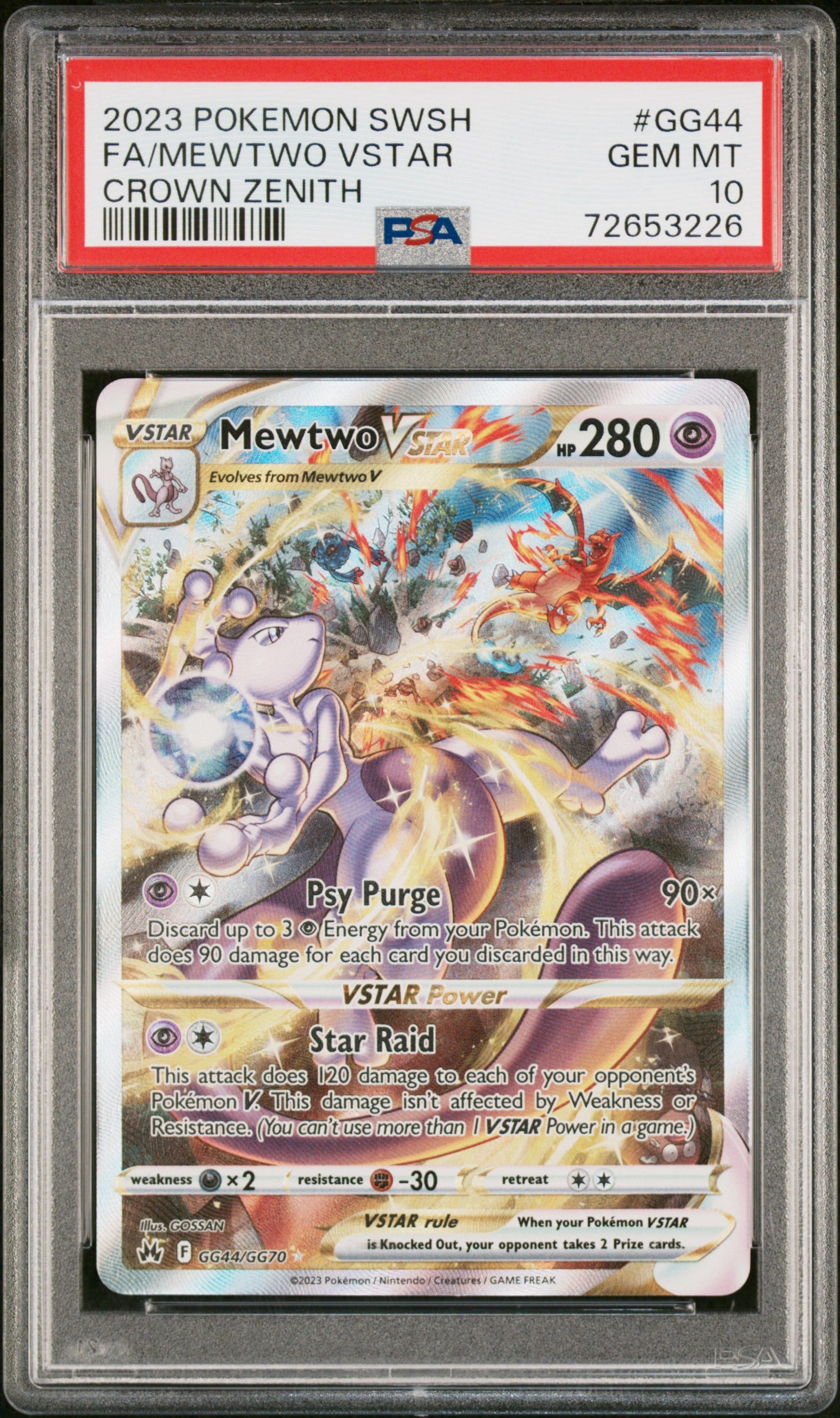 PSA 10 - 2023 POKEMON SWORD AND SHIELD CROWN ZENITH #GG44 FA/MEWTWO VSTAR CROWN ZENITH - Doe's Cards