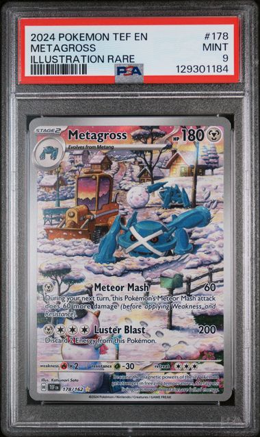 PSA 9 - 2024 POKEMON TEF EN-TEMPORAL FORCES #178 METAGROSS ILLUSTRATION RARE Doe's Cards