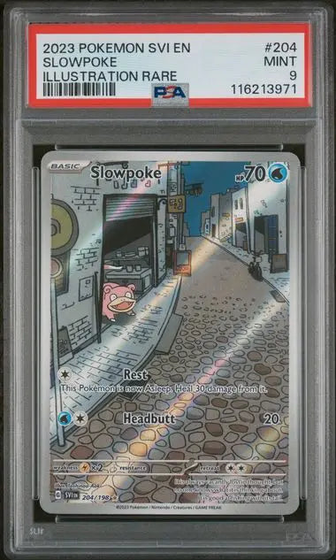 PSA 9 -2023 POKEMON SVI EN-SCARLET & VIOLET #204 SLOWPOKE ILLUSTRATION RARE - Doe's Cards