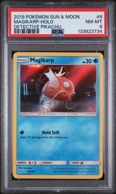 PSA 8 - 2019 POKEMON SUN & MOON DETECTIVE PIKACHU #8 MAGIKARP-HOLO DETECTIVE PIKACHU Doe's Cards