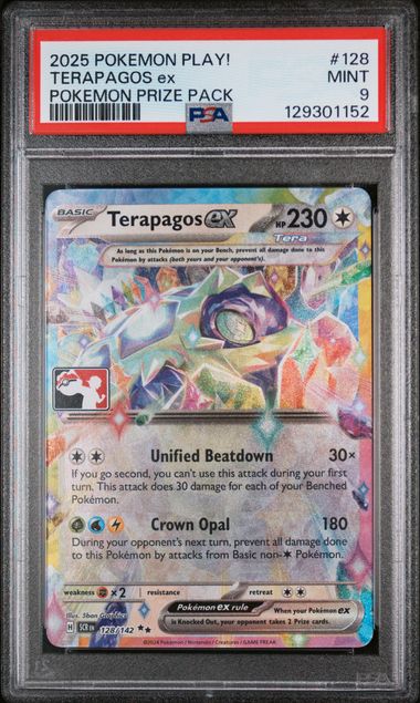 PSA 9 - 2025 POKEMON PLAY! POKEMON PRIZE PACK #128 TERAPAGOS ex Doe's Cards