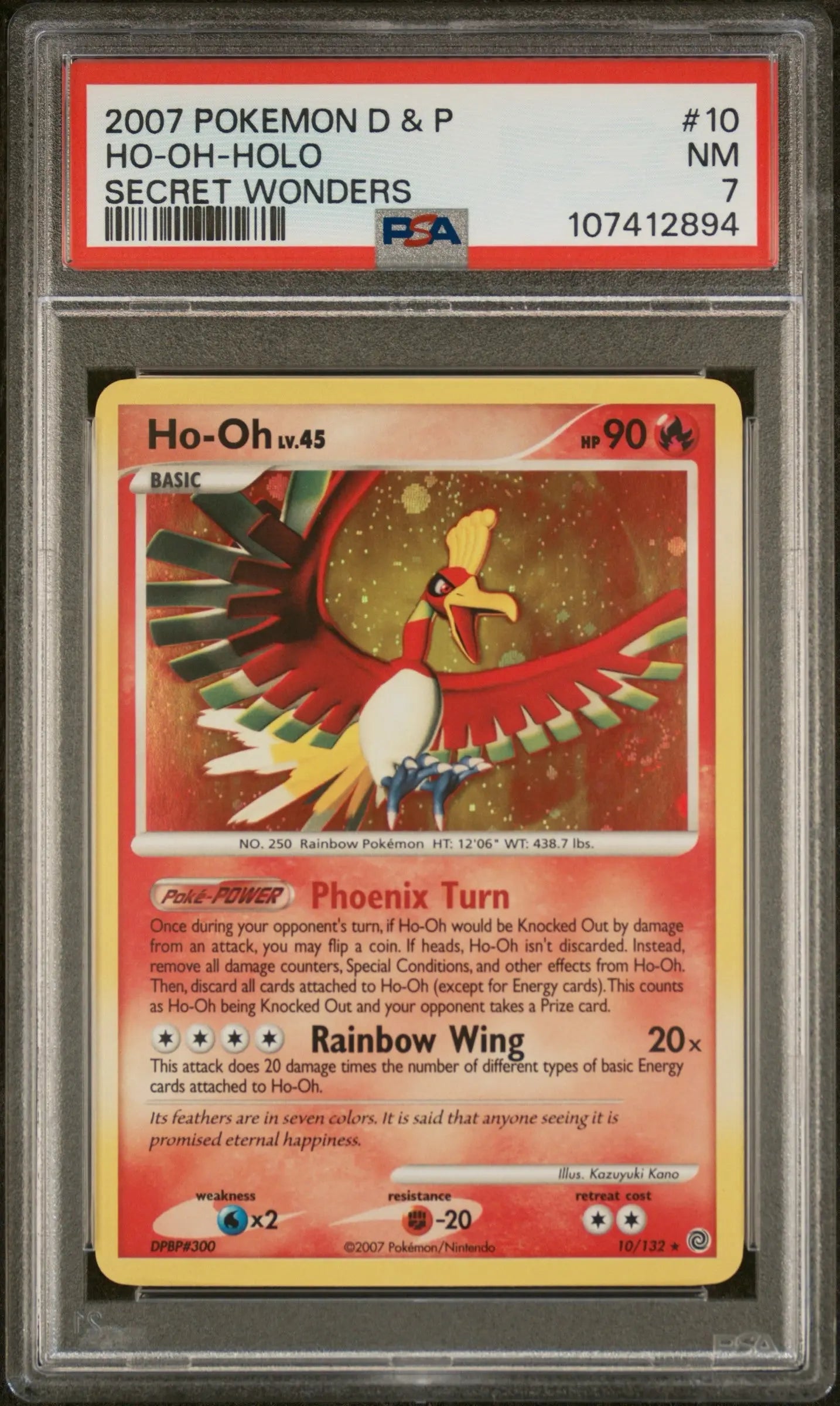 PSA 7 - 2007 POKEMON DIAMOND & PEARL SECRET WONDERS #10 HO-OH-HOLO SECRET WONDERS - Doe's Cards