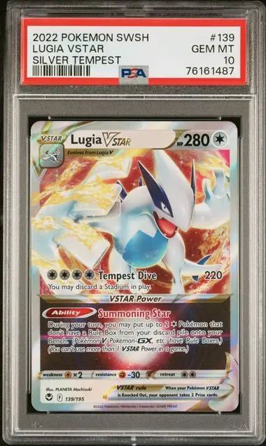 PSA 10 - 2022 POKEMON SWORD & SHIELD SILVER TEMPEST #139 LUGIA VSTAR SILVER TEMPEST - Doe's Cards