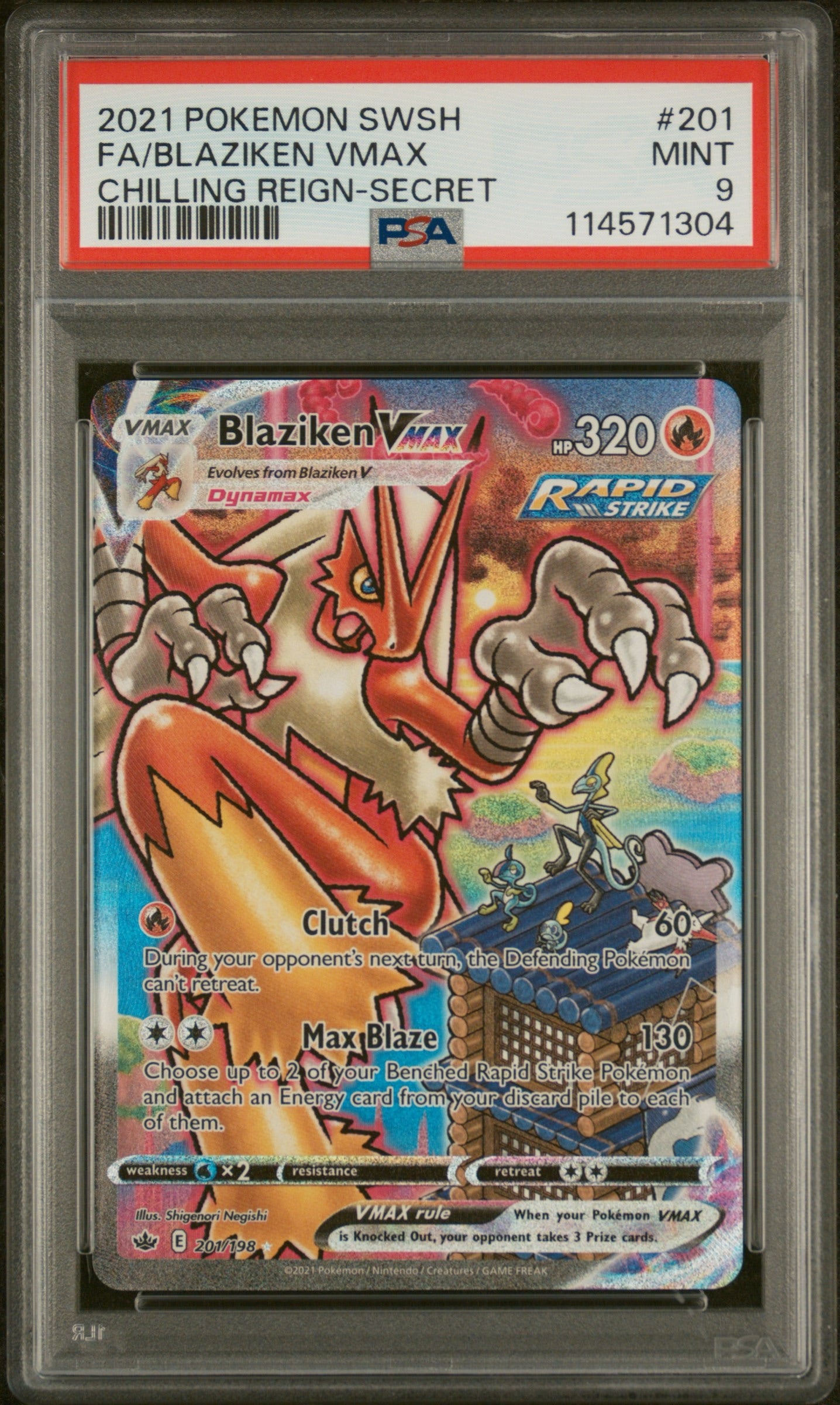2021 POKEMON SWORD & SHIELD CHILLING REIGN SECRET FULL ART/BLAZIKEN VMAX PSA 9 - Doe's Cards