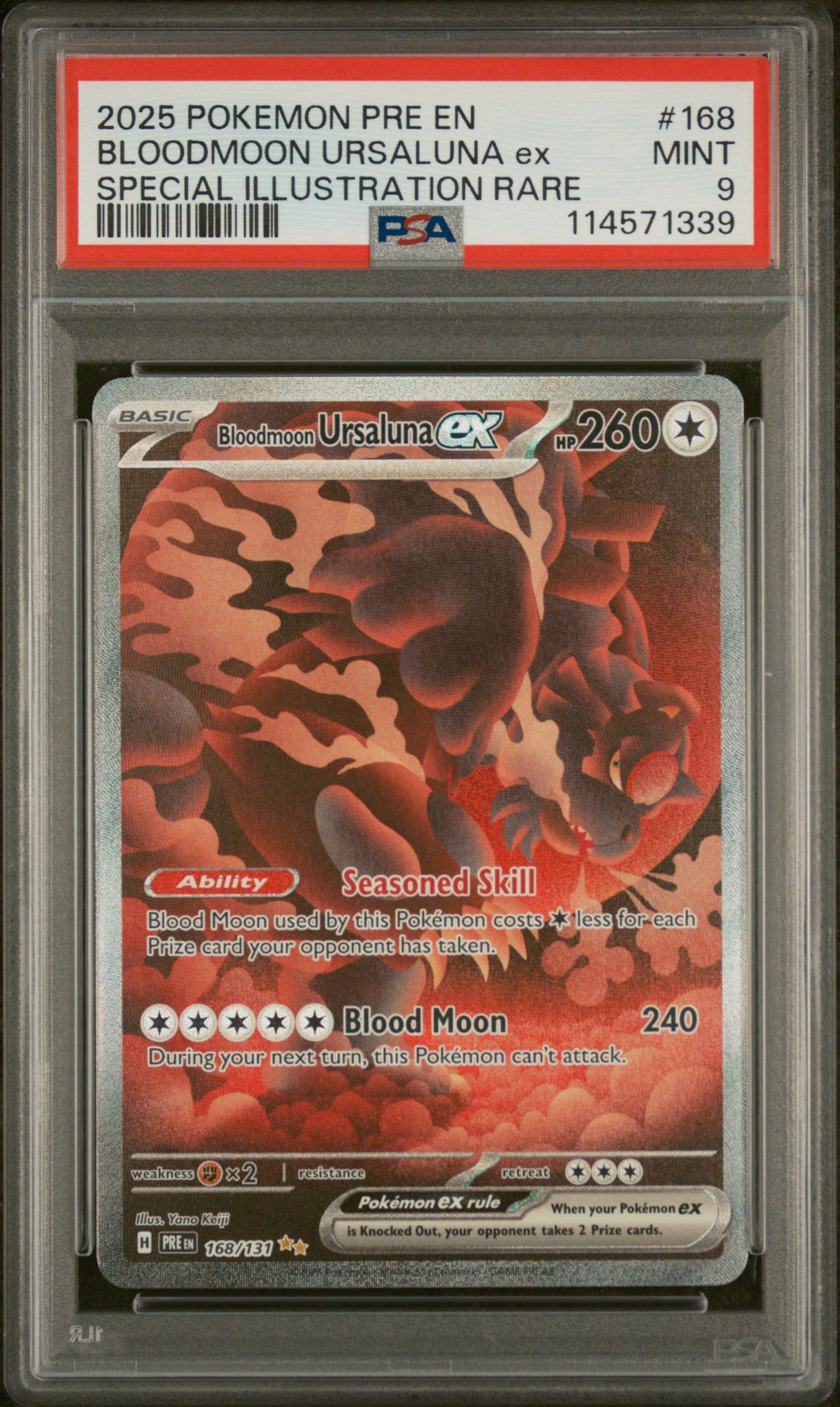 2025 POKEMON PRE EN-PRISMATIC EVOLUTIONS #168 BLOODMOON URSALUNA EX PSA 9 - Doe's Cards