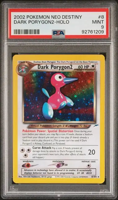 PSA 9 - 2002 POKEMON NEO DESTINY #8 DARK PORYGON2-HOLO WITH SWIRL - Doe's Cards