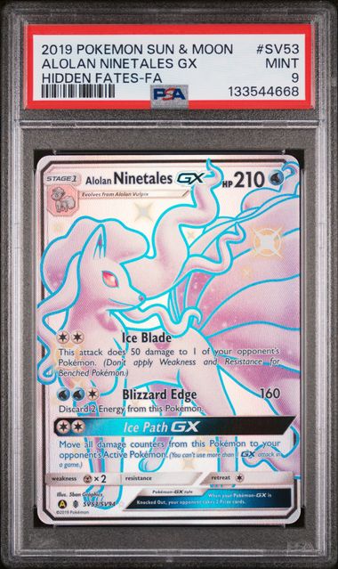PSA 9 -2019 POKEMON SUN & MOON HIDDEN FATES #SV53 ALOLAN NINETALES GX HIDDEN FATES-FA