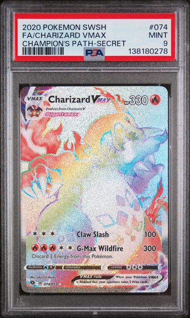 PSA 9 - 2020 POKEMON SWORD & SHIELD CHAMPION'S PATH #074 FA/CHARIZARD VMAX CHAMPION'S PATH-SECRET Doe's Cards