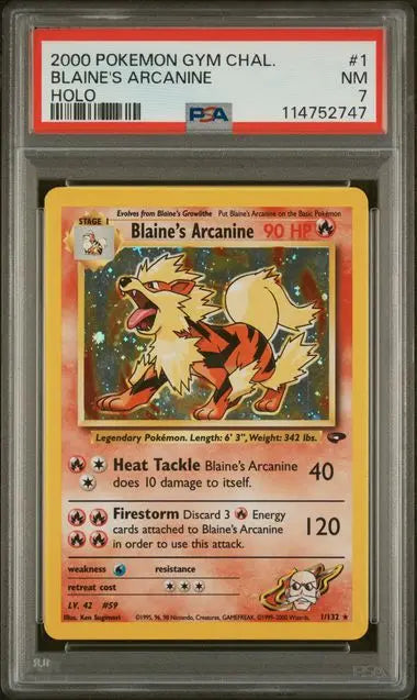 PSA 7 -2000 POKEMON GYM CHALLENGE #1 BLAINE'S ARCANINE HOLO - Doe's Cards