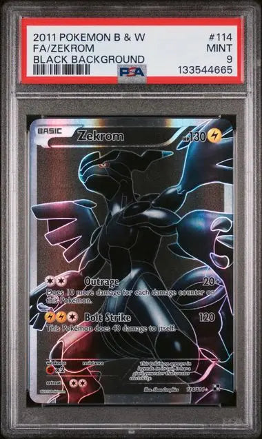 PSA 9 -2011 POKEMON BLACK & WHITE #114 FA/ZEKROM BLACK BACKGROUND Doe's Cards
