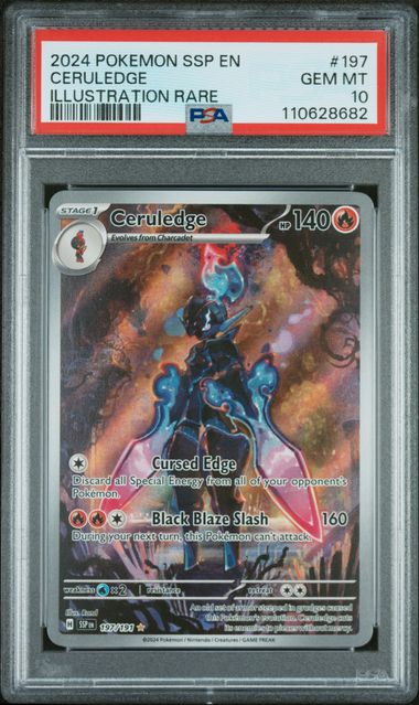 PSA 10 -2024 POKEMON SSP EN-SURGING SPARKS #197 CERULEDGE ILLUSTRATION RARE - Doe's Cards