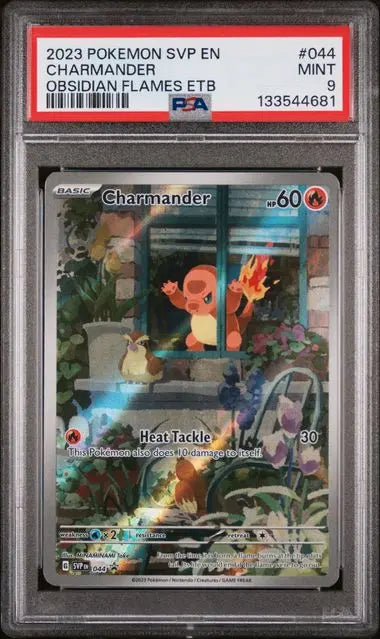 PSA 9 - 2023 POKEMON SVP EN-SV BLACK STAR PROMO #044 CHARMANDER OBSIDIAN FLAMES ETB Doe's Cards