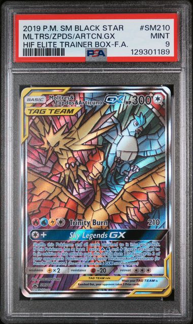 PSA 9 - 2019 POKEMON SM BLACK STAR PROMO #SM210 MLTRS/ZPDS/ARTCN.GX HIF ELITE TRAINER BOX-F.A. Doe's Cards