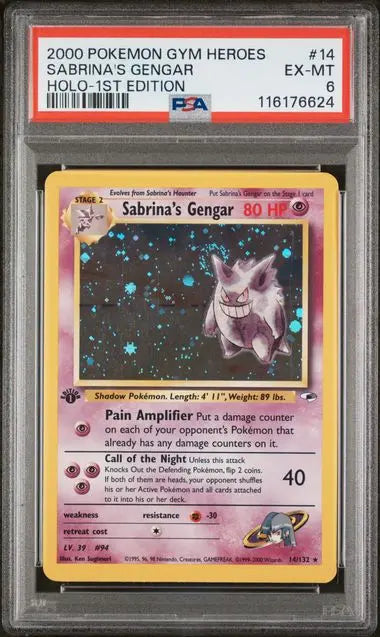 PSA 6 - 2000 POKEMON GYM HEROES #14 SABRINA'S GENGAR HOLO-1ST EDITION - Doe's Cards