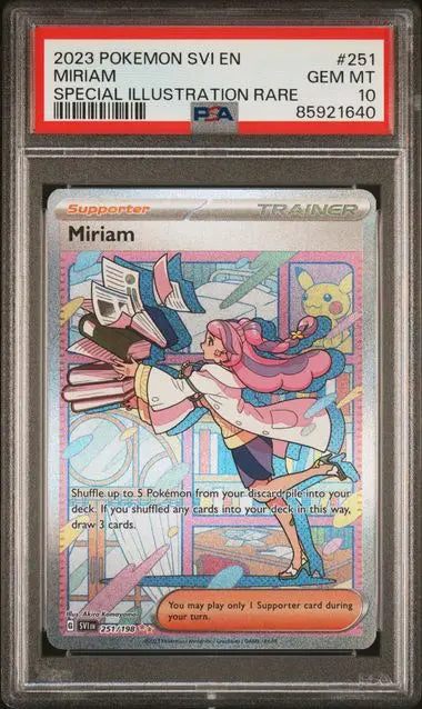 PSA 10 - 2023 POKEMON SVI EN-SCARLET & VIOLET #251 MIRIAM SPECIAL ILLUSTRATION RARE - Doe's Cards