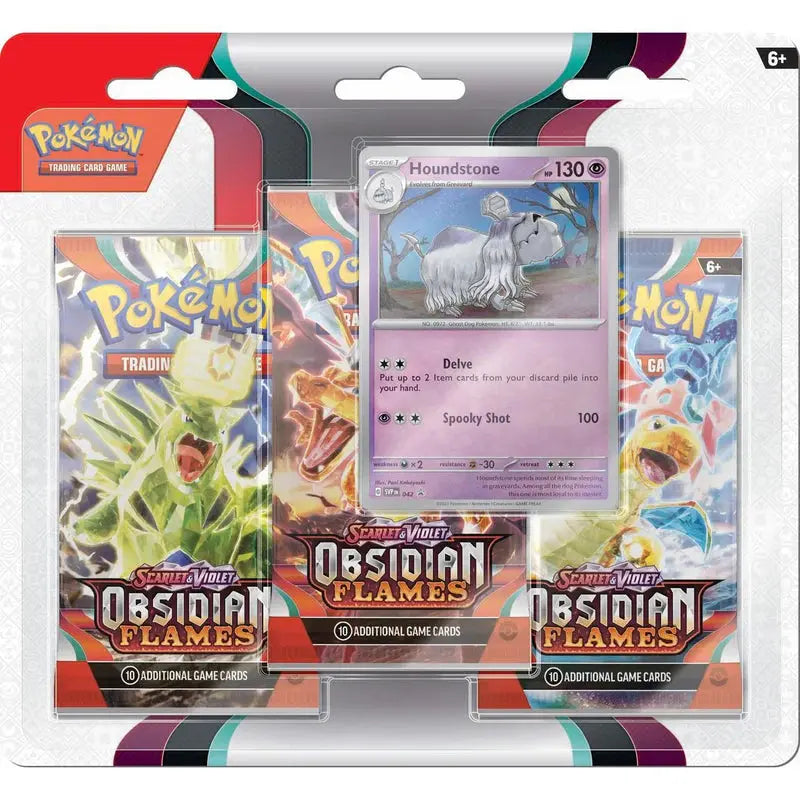 Pokemon - Scarlet & Violet - Obsidian Flames - 3 pack blister - Houndstone - Doe's Cards
