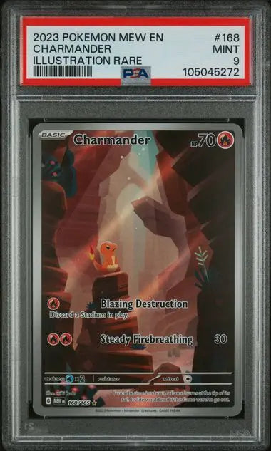 PSA 9 - 2023 POKEMON MEW EN-151 #168 CHARMANDER ILLUSTRATION RARE - Doe's Cards