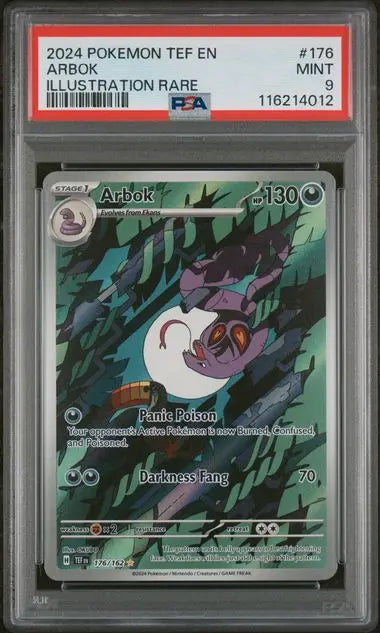 PSA 9 - 2024 POKEMON TEF EN-TEMPORAL FORCES #176 ARBOK ILLUSTRATION RARE - Doe's Cards