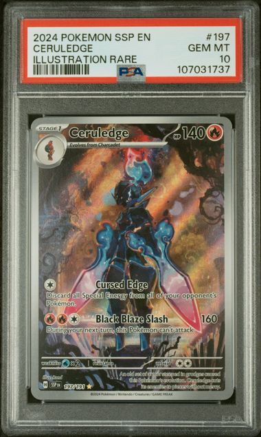 PSA 10 - 2024 POKEMON SSP EN-SURGING SPARKS #197 CERULEDGE ILLUSTRATION RARE - Doe's Cards