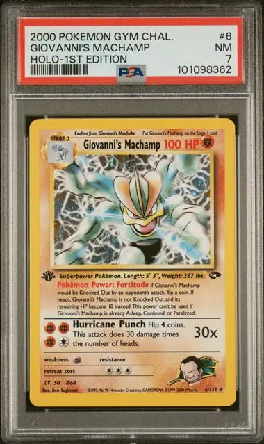PSA 7 -2000 POKEMON GYM CHALLENGE #6 GIOVANNI'S MACHAMP HOLO-1ST EDITION - Doe's Cards