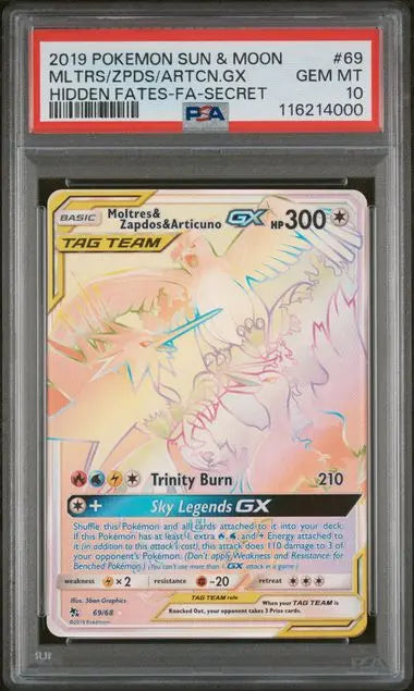 PSA 10 -2019 POKEMON SUN & MOON HIDDEN FATES #69 MLTRS/ZPDS/ARTCN.GX HIDDEN FATES-FA-SECRET - Doe's Cards
