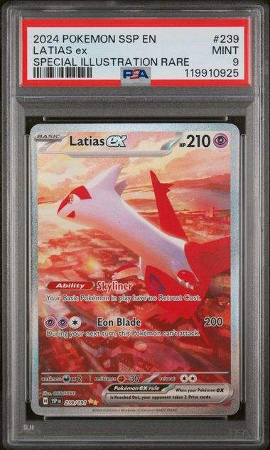 PSA 9 -2024 POKEMON SSP EN-SURGING SPARKS #239 LATIAS ex SPECIAL ILLUSTRATION RARE - Doe's Cards