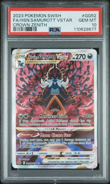 PSA 10 -2023 POKEMON SWORD AND SHIELD CROWN ZENITH #GG52 FA/HSN.SAMUROTT VSTAR CROWN ZENITH - Doe's Cards