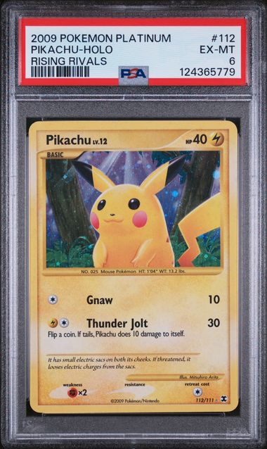 PSA 6 - 2009 POKEMON PLATINUM RISING RIVALS #112 PIKACHU-HOLO RISING RIVALS