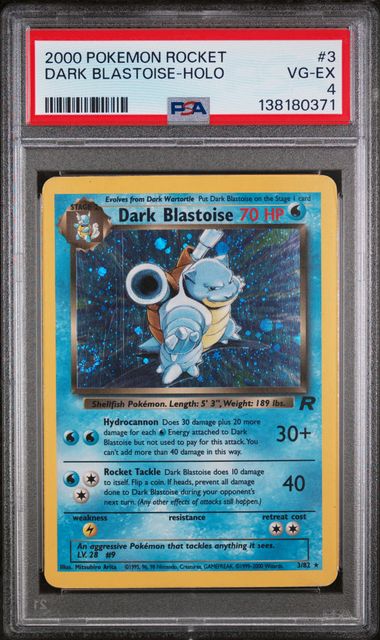 PSA 4 - 2000 POKEMON ROCKET #3 DARK BLASTOISE-HOLO SWIRL Doe's Cards