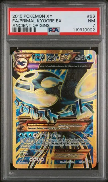 PSA 7 - 2015 POKEMON XY ANCIENT ORIGINS #96 FA/PRIMAL KYOGRE EX ANCIENT ORIGINS - Doe's Cards