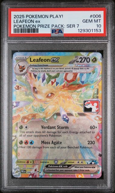 PSA 10 - 2025 POKEMON PLAY! POKEMON PRIZE PACK: SERIES 7 #006 LEAFEON ex Doe's Cards