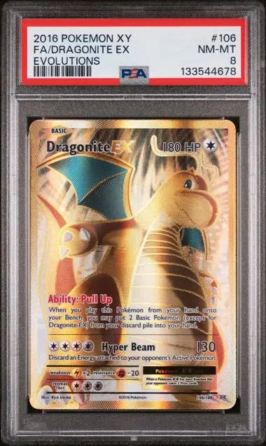 PSA 8 - 2016 POKEMON XY EVOLUTIONS #106 FA/DRAGONITE EX EVOLUTIONS Doe's Cards