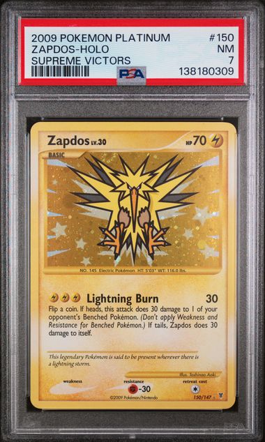 PSA 7 - 2009 POKEMON PLATINUM SUPREME VICTORS #150 ZAPDOS-HOLO SUPREME VICTORS Doe's Cards