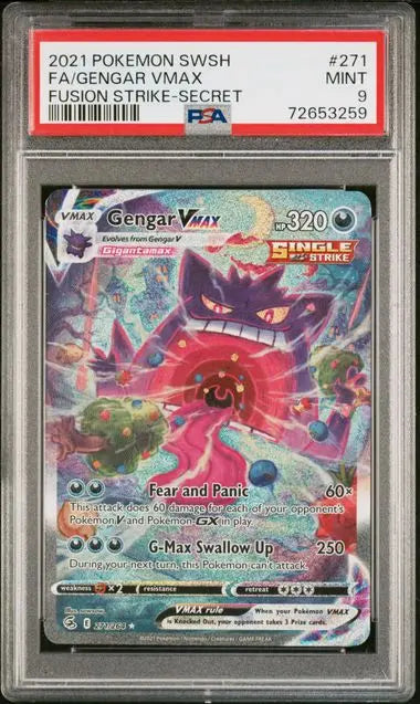 PSA 9 - 2021 POKEMON SWORD & SHIELD FUSION STRIKE #271 FA/GENGAR VMAX FUSION STRIKE-SECRET - Doe's Cards