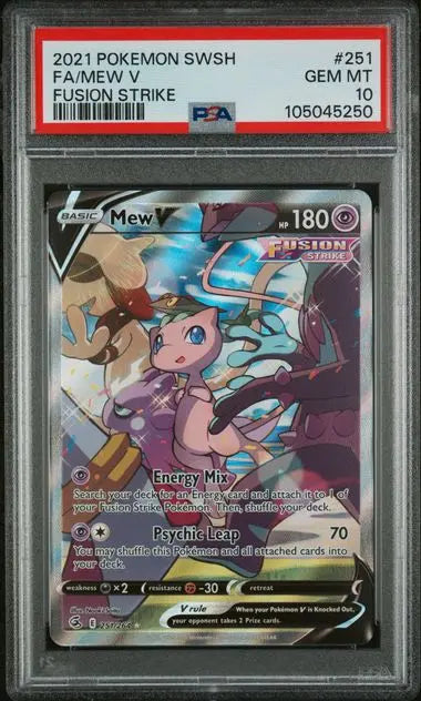 PSA 10 -2021 POKEMON SWORD & SHIELD FUSION STRIKE #251 FA/MEW V FUSION STRIKE - Doe's Cards