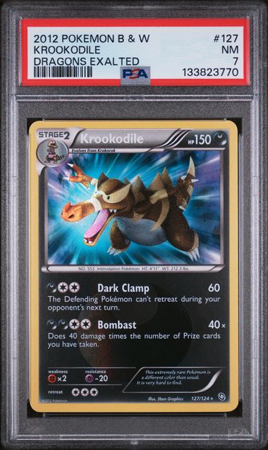 PSA 7 - 2012 POKEMON BLACK & WHITE DRAGONS EXALTED #127 KROOKODILE DRAGONS EXALTED Doe's Cards