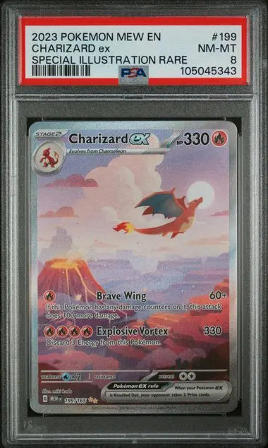 PSA 8 -2023 POKEMON MEW EN-151 #199 CHARIZARD ex SPECIAL ILLUSTRATION RARE - Doe's Cards