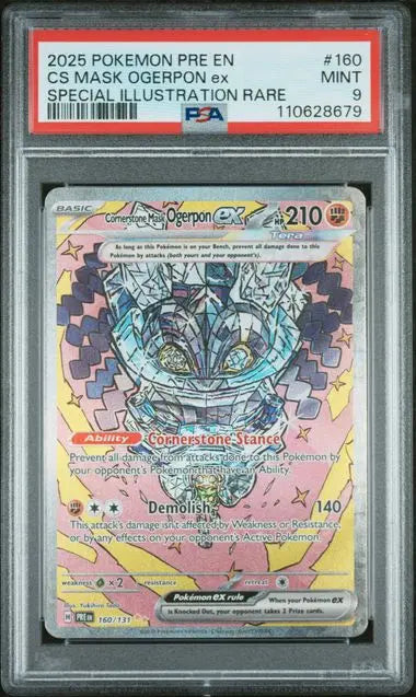 PSA 9 - 2025 POKEMON PRE EN-PRISMATIC EVOLUTIONS #160 CS MASK OGERPON ex SPECIAL ILLUSTRATION RARE - Doe's Cards
